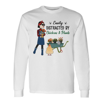 Gardening With Chicken Stick Lady Custom Long Sleeve Shirt - Thegiftio UK