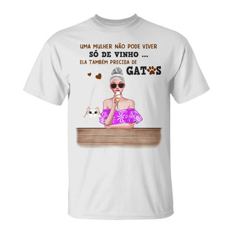 Gatos Vinho Custom T-Shirt - Gift for Cat and Wine Lovers - Thegiftio UK