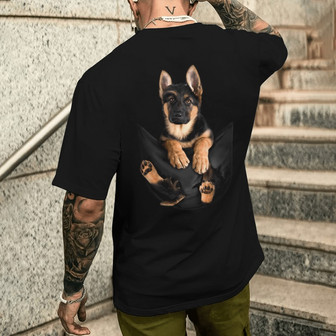 German Shepherd Dog Pocket Personalized Back Print T-Shirt - Thegiftio UK