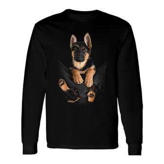 German Shepherd Dog Pocket Personalized Long Sleeve Shirt - Thegiftio UK