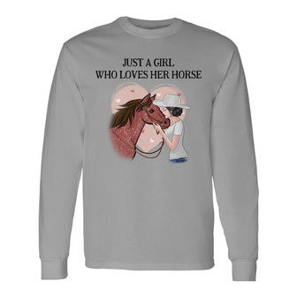 Girl And Horse Pink Heart Custom Long Sleeve Shirt - Gift for Lovers - Thegiftio UK