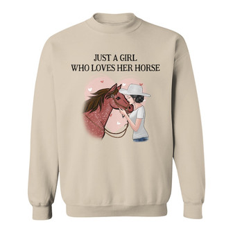 Girl And Horse Pink Heart Custom Sweatshirt - Gift for Lovers - Thegiftio UK