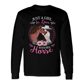 Girl In Love With Her Horse Floral Custom Long Sleeve Shirt - Gift - Thegiftio UK