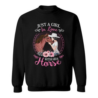 Girl In Love With Her Horse Floral Custom Sweatshirt - Gift - Thegiftio UK