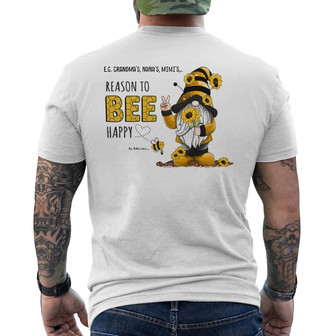 Gnome Grandma's Reason To Bee Happy Custom Back Print T-Shirt - Gift - Thegiftio UK