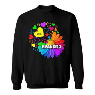 Grandma Colorful Daisy Flower Hearts Custom Sweatshirt - Thegiftio UK