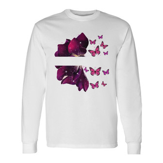 Grandma Flying Butterflies Custom Long Sleeve Shirt - Gift for Grandma - Thegiftio UK