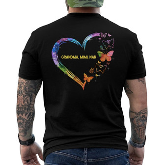 Grandma Galaxy Butterfly Heart Custom Back Print T-Shirt - Grandma Gift - Thegiftio UK