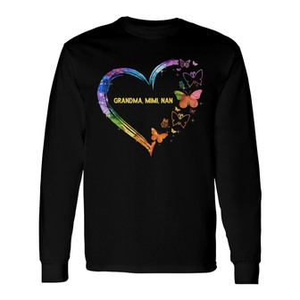 Grandma Galaxy Butterfly Heart Custom Long Sleeve Shirt - Grandma Gift - Thegiftio UK
