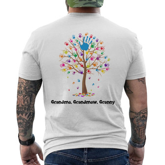 Grandma Kid Hands On Tree Custom Back Print T-Shirt - Gift for Grandma - Thegiftio UK