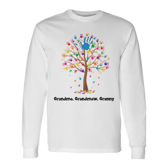 Grandma Kid Hands On Tree Custom Long Sleeve Shirt - Gift for Grandma - Thegiftio UK