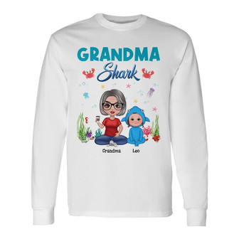 Grandma Mom Auntie Shark Doll Custom Long Sleeve Shirt - Gift for Mom - Thegiftio UK