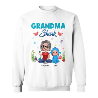 Grandma Mom Auntie Shark Doll Custom Sweatshirt - Gift for Mom - Thegiftio UK