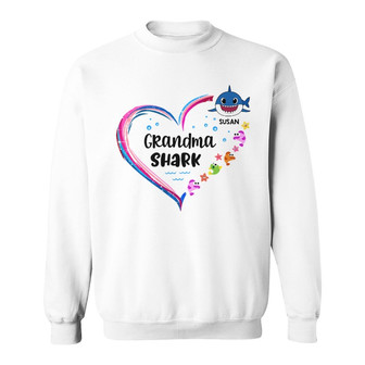 Grandma Mom Auntie Shark Heart Custom Sweatshirt - Family Gift - Thegiftio UK