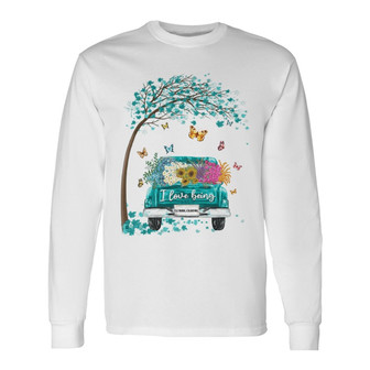 Grandma Truck Butterflies Custom Long Sleeve Shirt - Gift for Grandma - Thegiftio UK