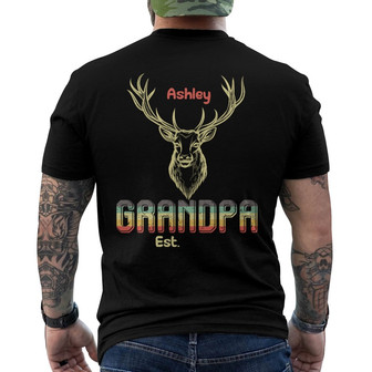 Grandpa Deer Hunter Retro Custom Back Print T-Shirt - Gift for Grandpa - Thegiftio UK