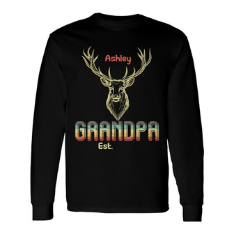 Grandpa Deer Hunter Retro Custom Long Sleeve Shirt - Gift for Grandpa - Thegiftio UK