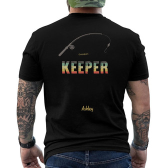 Grandpa Keepers Stick Figure Custom Back Print T-Shirt - Gift for Dad - Thegiftio UK