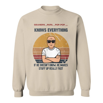 Grandpa Knows Everything Custom Sweatshirt - Gift for Grandpa - Thegiftio UK