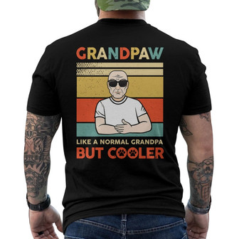 Grandpaw Dog Dad Retro Old Man Custom Back Print T-Shirt - Gift for Dad - Thegiftio UK