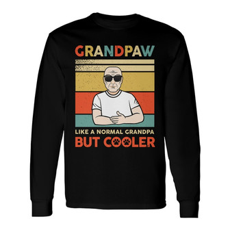 Grandpaw Dog Dad Retro Old Man Custom Long Sleeve Shirt - Gift for Dad - Thegiftio UK