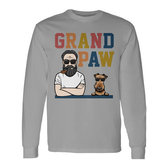 Grandpaw Peeking Dog Custom Long Sleeve Shirt - Gift for Dog Lovers - Thegiftio UK