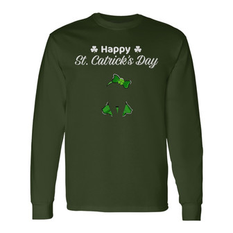 Happy St Catrick's Day Sitting Cat Custom Long Sleeve Shirt - Thegiftio UK