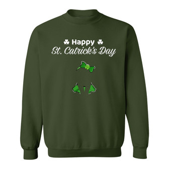 Happy St Catrick's Day Sitting Cat Custom Sweatshirt - Thegiftio UK