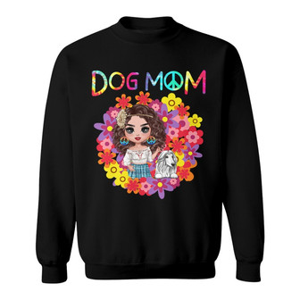 Hippie Doll Girl Dog Mom Custom Sweatshirt - Dog Lovers Gift - Thegiftio UK