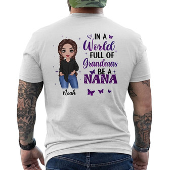 In A World Full Of Grandmas Posing Doll Woman Custom Back Print T-Shirt - Thegiftio UK
