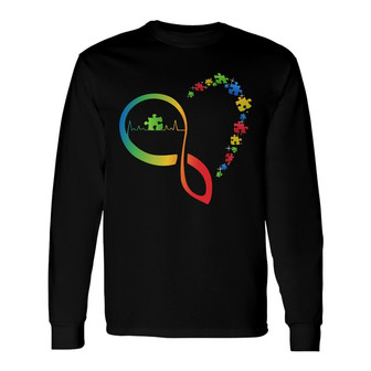 Infinity Heart Puzzle Autism Custom Long Sleeve Shirt - Gift for All - Thegiftio UK