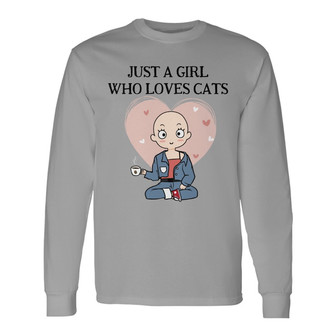 Just A Girl Who Loves Cats Custom Long Sleeve Shirt - Cat Lovers Gift - Thegiftio UK
