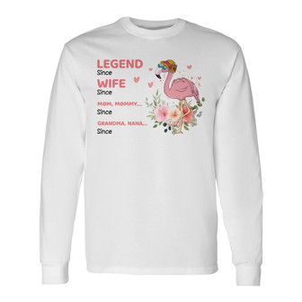 Legend Wife Mom Grandma Flamingo Custom Long Sleeve Shirt - Thegiftio UK