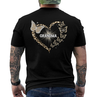 Leopard Butterflies Heart Custom Back Print T-Shirt - Gift for Grandma - Thegiftio UK