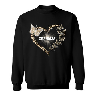 Leopard Butterflies Heart Custom Sweatshirt - Gift for Grandma - Thegiftio UK