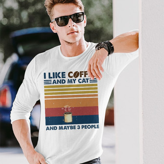 Like Coffee and My Grumpy Cat Custom Long Sleeve Shirt - Gift for Cats - Thegiftio UK