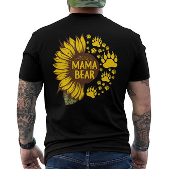 Mama Bear Paws Sunflower Custom Back Print T-Shirt - Gift for Mom - Thegiftio UK