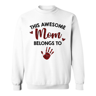 Mom Belongs To Kids and Pet Red Plaid Custom Sweatshirt - Gift - Thegiftio UK