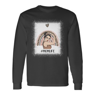 Mom Life Strong Woman Rainbow Custom Long Sleeve Shirt - Gift for Mom - Thegiftio UK