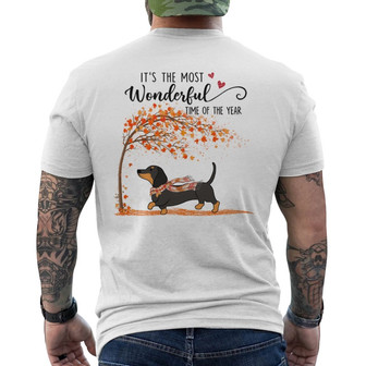 Most Wonderful Time Fall Season Dachshund Custom Back Print T-Shirt - Thegiftio UK