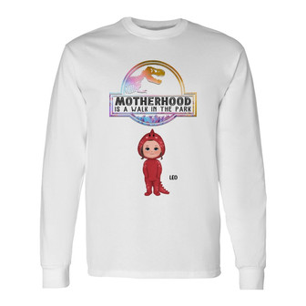 Motherhood Is A Walk In The Park Custom Long Sleeve Shirt - For Mom - Thegiftio UK