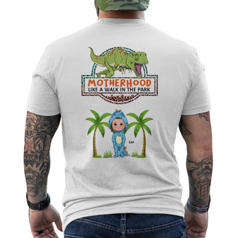 Motherhood Mom Grandma Dinosaur Costume Custom Back Print T-Shirt - Thegiftio UK