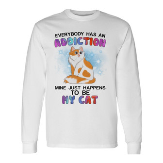 My Addiction Is My Cats Custom Long Sleeve Shirt - Gift for Cat Lovers - Thegiftio UK