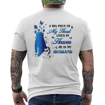 My Husband Lives In Heaven Custom Back Print T-Shirt - Gift for Him - Thegiftio UK