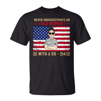 Never Underestimate An Old Woman Custom Shirt - Veteran Gift - Thegiftio UK