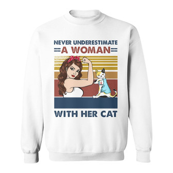 Never Underestimate Strong Cat Mom Custom Sweatshirt - Gift - Thegiftio UK