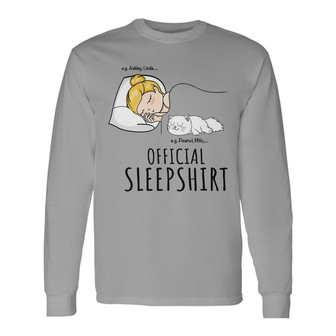 Official Sleep Shirt With Cats Custom Long Sleeve Shirt - Thegiftio UK