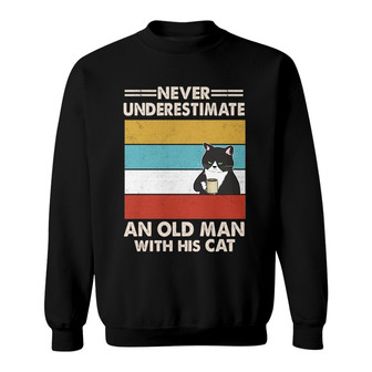 Old Man Grumpy Cat Retro Custom Sweatshirt - Cat Lovers Gift - Thegiftio UK