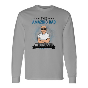 Old Man This Amazing Dad Grandpa Belongs To Kids Custom Long Sleeve Shirt - Thegiftio UK