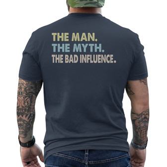 Papa The Bad Influence Custom Back Print T-Shirt - Father's Day Gift - Thegiftio UK